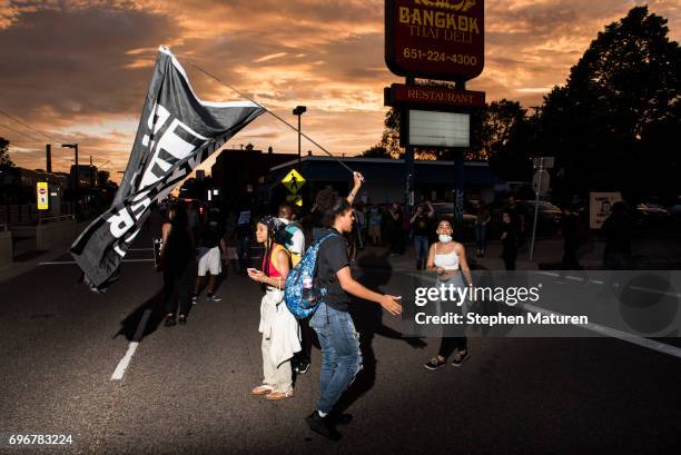 Protestors take to the streets on June 16, 2017 in St Paul, Minnesota. Protests erupted in Minnesota after Officer Jeronimo Yanez was acquitted on...