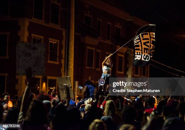 Protestors take to the streets on June 16, 2017 in St Paul, Minnesota. Protests erupted in Minnesota after Officer Jeronimo Yanez was acquitted on...