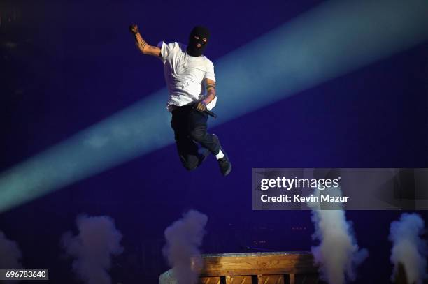 Tyler Joseph of Twenty One Pilots performs onstage during the 2017 Firefly Music Festival on June 16, 2017 in Dover, Delaware.