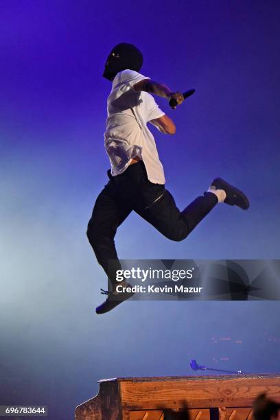 Tyler Joseph of Twenty One Pilots performs onstage during the 2017 Firefly Music Festival on June 16, 2017 in Dover, Delaware.