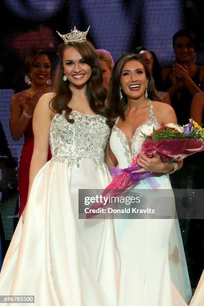 Brenna Weick, Miss New Jersey 2016 and Amanda Rae Ross, Miss Seashore Line tied for winner in the "Talent" competition at the 2017 Miss New Jersey...