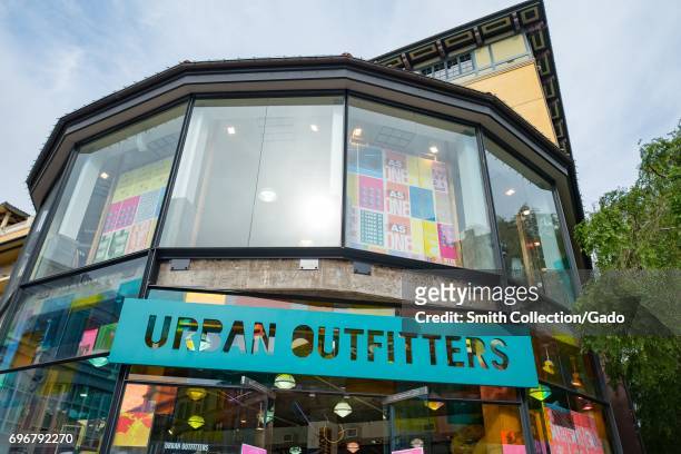 Signage for retail store Urban Outfitters in Santana Row, an upscale outdoor shopping mall in the Silicon Valley town of San Jose, California, April...