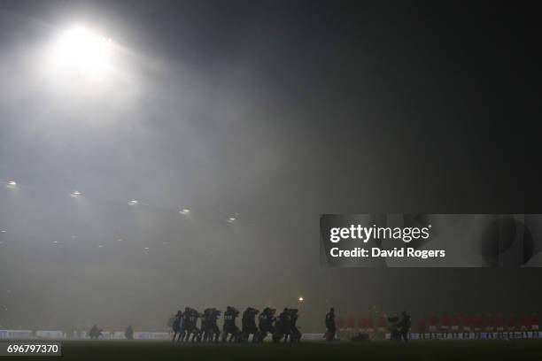 The Maori All Blacks perform the Haka prior to kickoff during the 2017 British & Irish Lions tour match between the Maori All Blacks and the British...