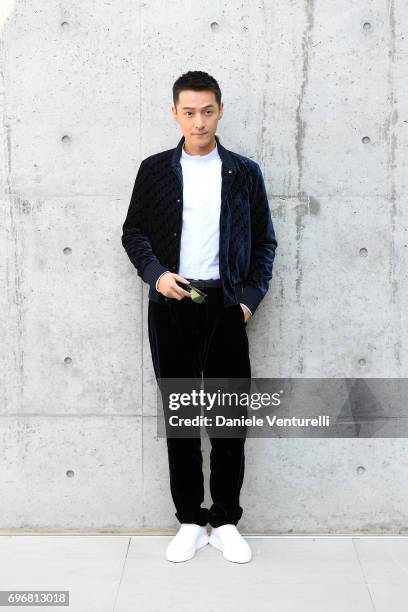 Hu Ge attends the Emporio Armani show during Milan Men's Fashion Week Spring/Summer 2018 on June 17, 2017 in Milan, Italy.