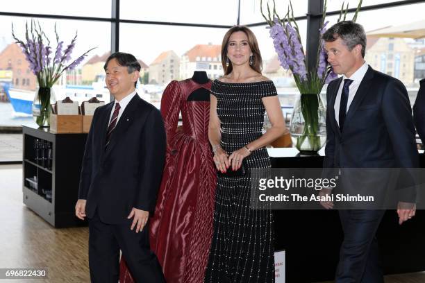 Crown Prince Naruhito , Crown Princess Mary , Crown Prince Frederik of Denmark attend a Japanese music concert on June 16, 2017 in Copenhagen,...