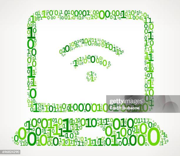 laptop wi-fi binary code zero one vector illustration - laptop simple background stock illustrations