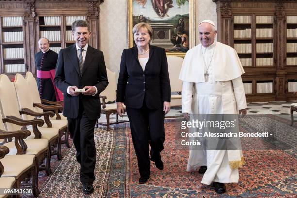 Pope Francis Meets German Chancellor Angela Merkel on June 17, 2017 in Vatican City, Vatican. Joachim Sauer;