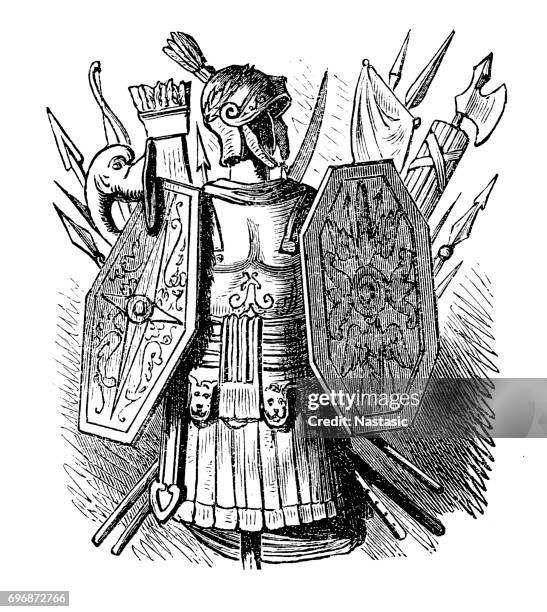 roman warrior suit - achilles stock illustrations