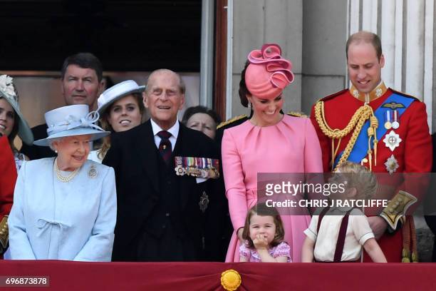 Members of the Royal Family Britain's Queen Elizabeth II, Vice Admiral Timothy Laurence, Britain's Princess Beatrice of York, Britain's Prince...
