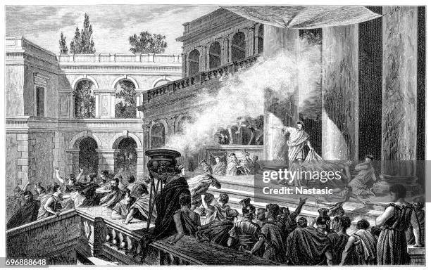 marc antony delivering the funeral oration over the dead body of julius caesar - funeral stock illustrations