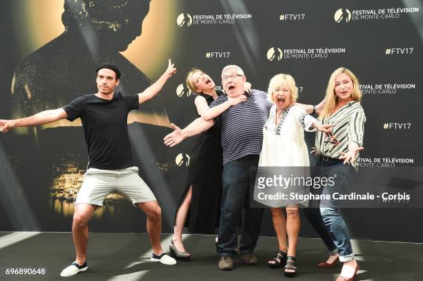 Axel Huet,Charlie Bruneau,Yves Pignot,Marie Vincent and Jeanne Savary from TV Show 'En famille' pose for a Photocall during the 57th Monte Carlo TV...
