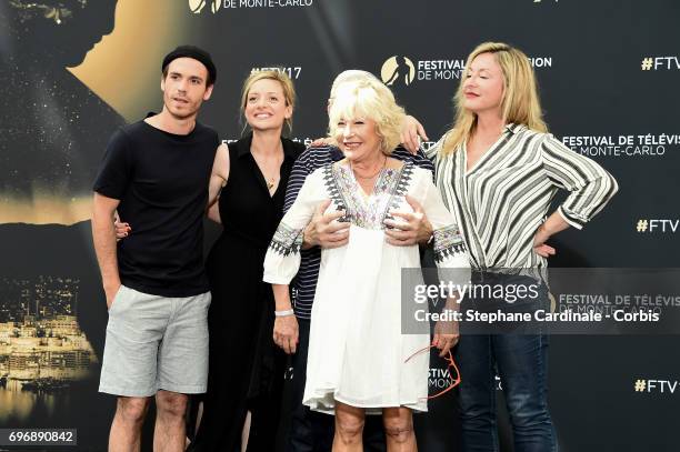 Axel Huet,Charlie Bruneau,Yves Pignot,Marie Vincent and Jeanne Savary from TV Show 'En famille' pose for a Photocall during the 57th Monte Carlo TV...