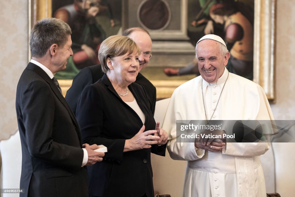 Pope Francis Meets German Chancellor Angela Merkel