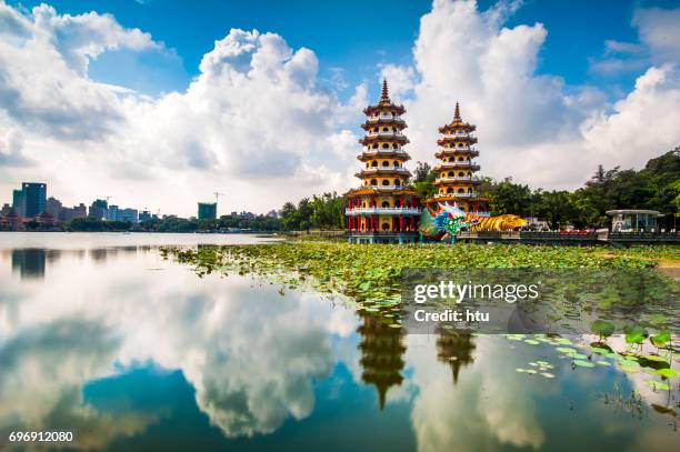 dragon tiger tower - taiwán fotografías e imágenes de stock