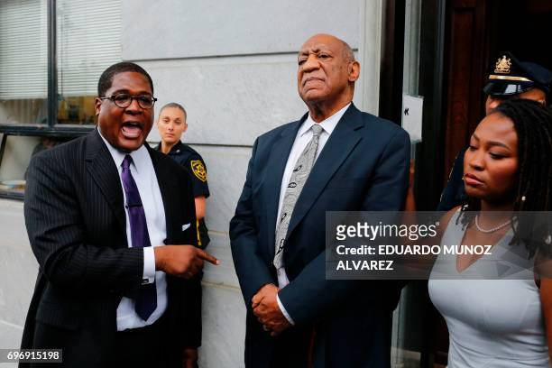 Andrew Wyatt, spokesperson of American Actor Bill Cosby speaks to media as they exit the courthouse after a mistrial on the sixth day of jury...