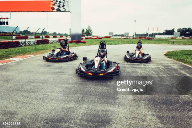 family go-karts - go karts stock pictures, royalty-free photos & images