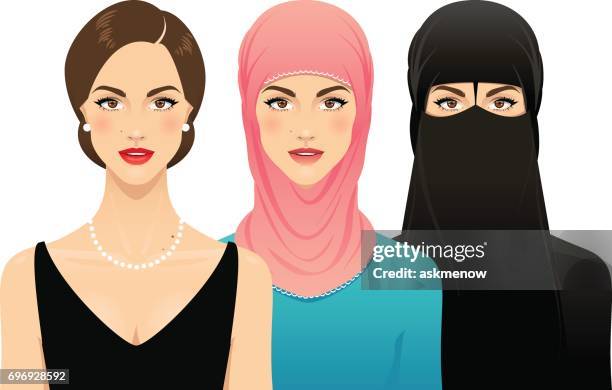 women's rights - islamic front member stock illustrations