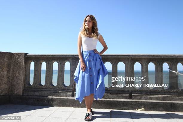 French actress Alice David poses during a photo-call for the Cabourg Romantic Film Festival in Cabourg, northwestern France, on June 17, 2017. / AFP...
