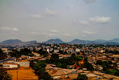 Aerial cityscape view to Yaounde capital of Cameroon