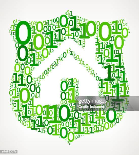 house and shield binary code zero one vector illustration - binary code building stock illustrations