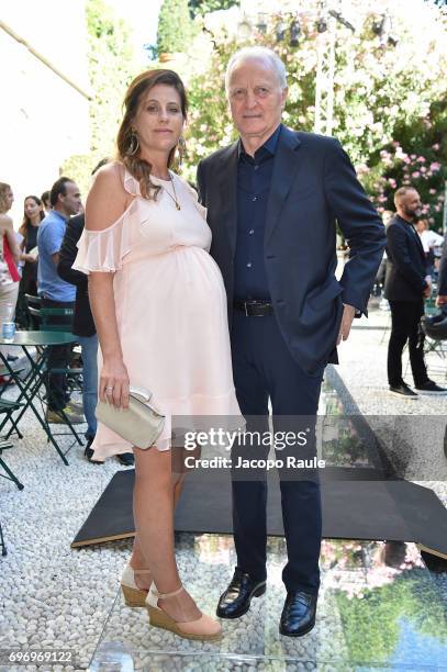 Santo Versace with daughter Francesca Versace attend the Versace show during Milan Men's Fashion Week Spring/Summer 2018 on June 17, 2017 in Milan,...