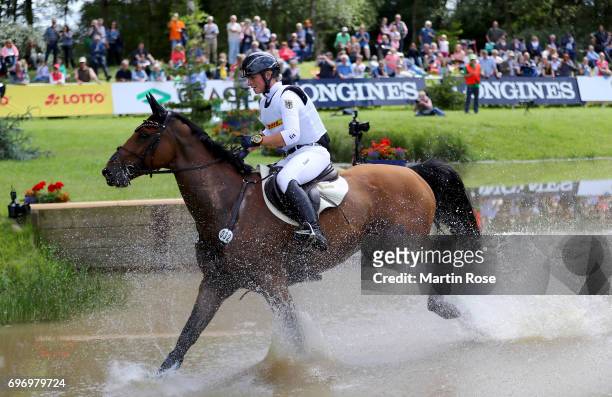 Julia Krajewski of Germany rides Samourai du Thot during the CIC 4 star cross country at the Messmer Trophy on June 17, 2017 in Luhmuhlen, Germany.