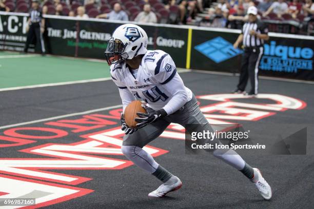 Baltimore Brigade WR Brandon Tompkins returns a kickoff during the first quarter of the Arena League Football game between the Baltimore Brigade and...