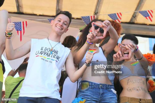 Thousands of members of the LGBTQI communities and supporters of gay rights take part at Piemonte Pride on 17 june 2017 in Turin, Italy.