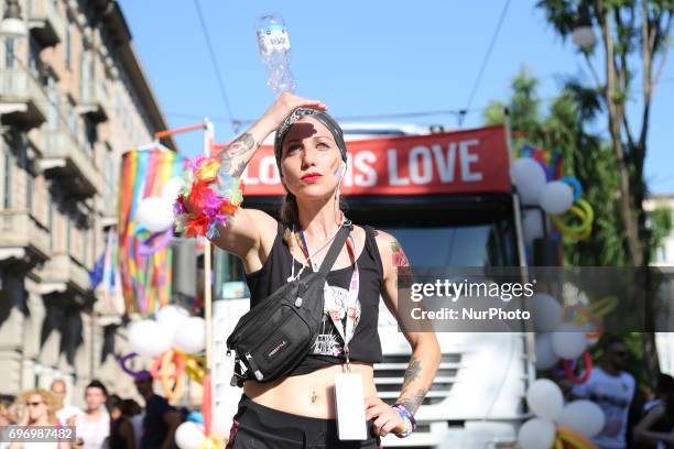 Thousands of members of the LGBTQI communities and supporters of gay rights take part at Piemonte Pride on 17 june 2017 in Turin, Italy.