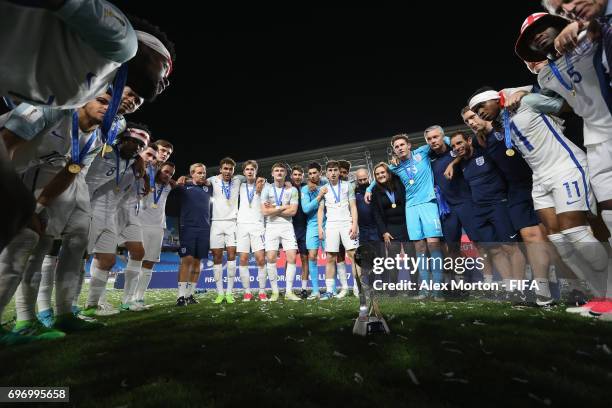 England players and staff celebrate after the FIFA U-20 World Cup Korea Republic 2017 Final match between Venezuela and England at Suwon World Cup...