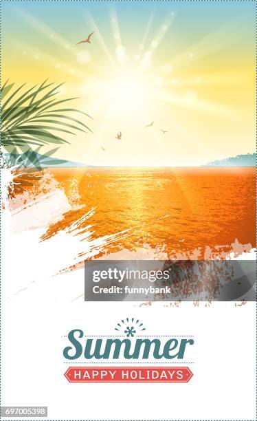 stockillustraties, clipart, cartoons en iconen met vakantie landschap - sunrise dawn