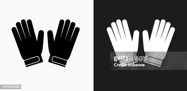 stockillustraties, clipart, cartoons en iconen met keeper handschoenen pictogram op zwart-wit vector achtergronden - handschoen