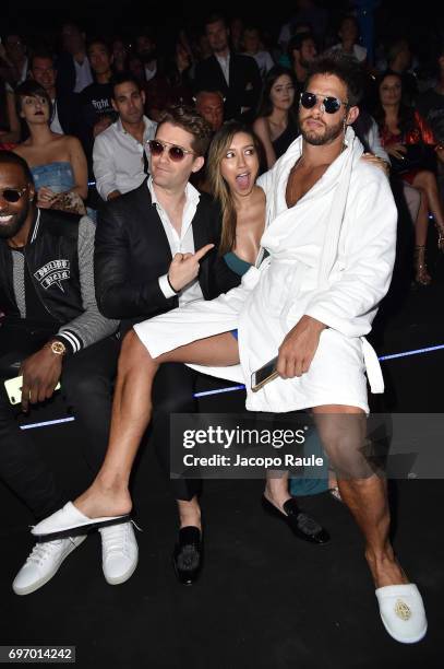 Matthew Morrison, Renee Puente and guest attend the Philipp Plein show during Milan Men's Fashion Week Spring/Summer 2018 on June 17, 2017 in Milan,...