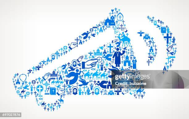 broadcasting megaphone christianity and religion vector illustration - bead work stock illustrations
