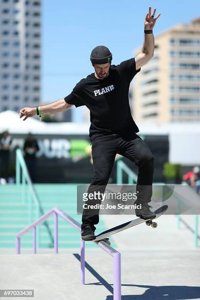 Chris Cole in action during the Team Challenge at the Dew Tour Skate Competition on June 17, 2017 in Long Beach, California.