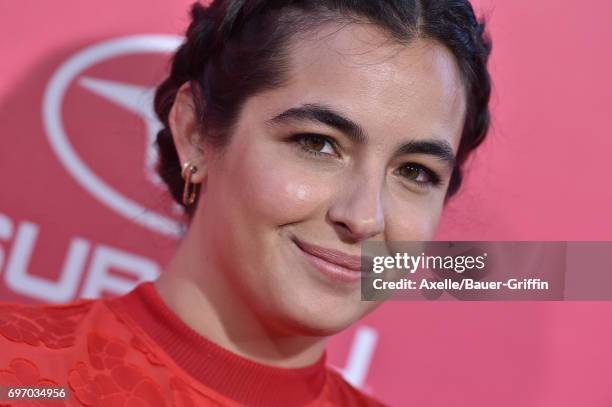 Actress Alanna Masterson arrives at the premiere of 'Baby Driver' at Ace Hotel on June 14, 2017 in Los Angeles, California.