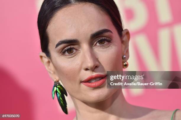 Actress Ana de la Reguera arrives at the premiere of 'Baby Driver' at Ace Hotel on June 14, 2017 in Los Angeles, California.