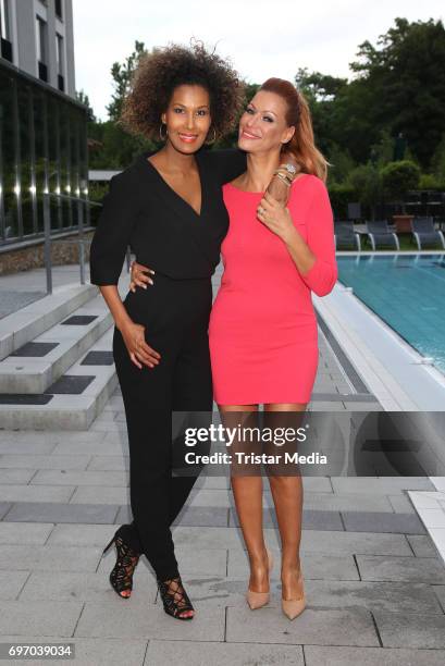 Model Marie Amière and german actress Yasmina Filali attend the Aspria Sommerparty on June 17, 2017 in Hamburg, Germany.