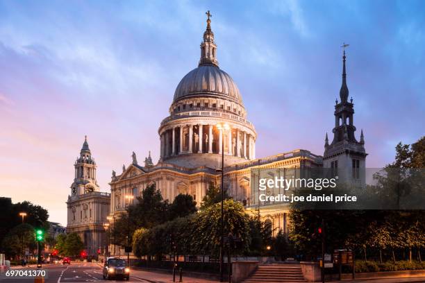 st paul's cathedral, sunset, london, england - st pauls cathedral london stock pictures, royalty-free photos & images