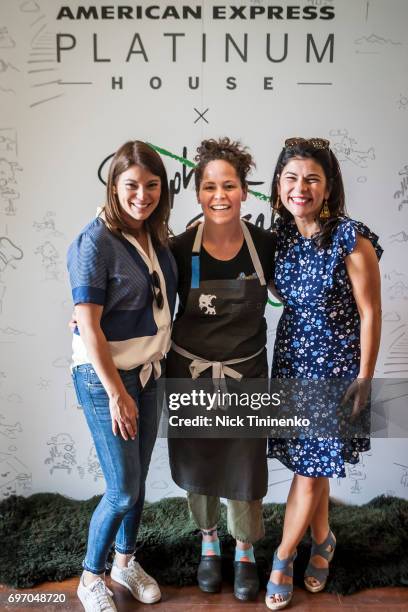 Gail Simmons, Stephanie Izard, and Nilou Motamed attend the American Express Platinum House x Stephanie Izard at the FOOD & WINE Classic on June 17,...