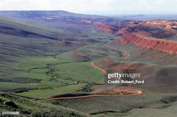 red canyon as viewed from us higheay 28 southwest of lander wyoming - lander wyoming stock pictures, royalty-free photos & images