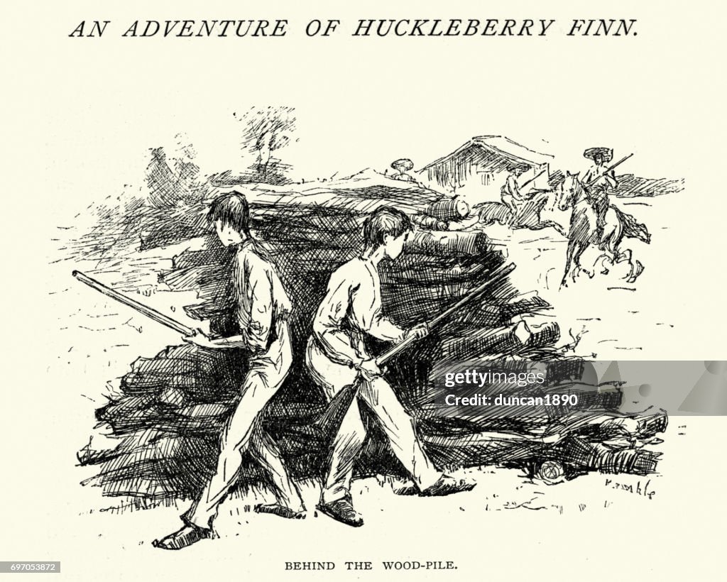 Adventure of Huckleberry Finn, Behind the wood-pile