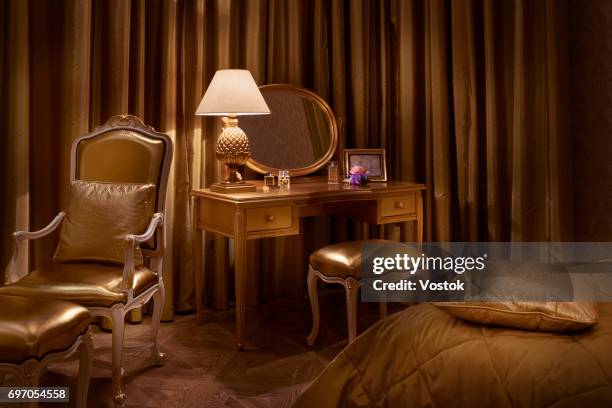 golden apartment in moscow - dressing table stock pictures, royalty-free photos & images