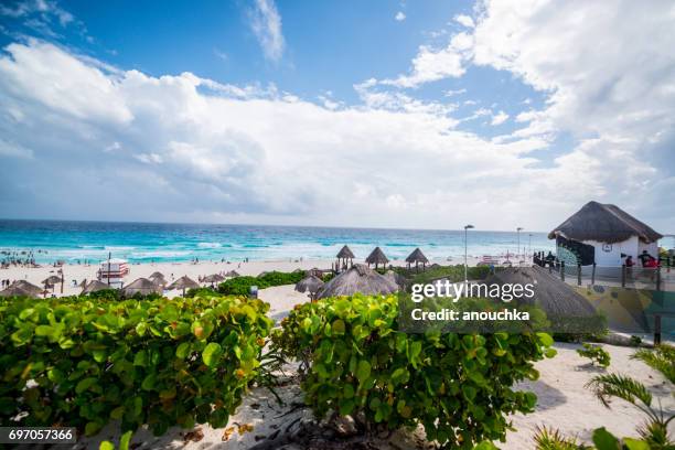 playa delfines beach in cancun, mexico - playa delfines stock pictures, royalty-free photos & images