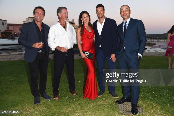 Pat Cash, Pierce Brosnan, Natacha Tannous, Michael Ballack and Roberto Di Matteo attend The Costa Smeralda Invitational Gala Dinner at Cala di Volpe...
