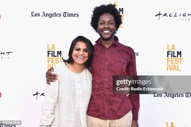 Karishma Dube and Jovan James attend Shorts Program 1 during the 2017 Los Angeles Film Festival at Arclight Cinemas Culver City on June 17, 2017 in...