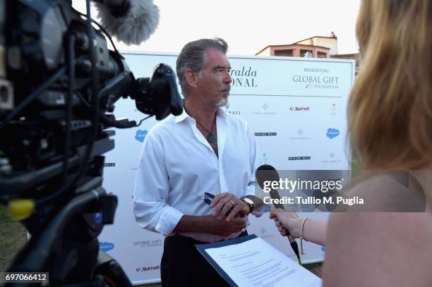 Pierce Brosnan arrives at The Costa Smeralda Invitational Gala Dinner at Cala di Volpe Hotel - Costa Smeralda on June 17, 2017 in Olbia, Italy.