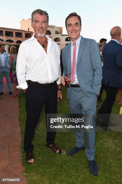 Pierce Brosnan and James Nesbitt attend The Costa Smeralda Invitational Gala Dinner at Cala di Volpe Hotel - Costa Smeralda on June 17, 2017 in...