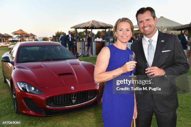 Annika Sorenstam and Mike McGee attend The Costa Smeralda Invitational Gala Dinner at Cala di Volpe Hotel - Costa Smeralda on June 17, 2017 in Olbia,...