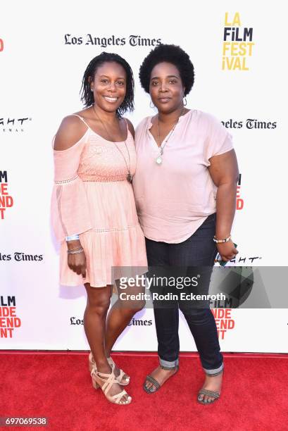 Efuru Flowers and Moira Griffin attend Shorts Program 1 during the 2017 Los Angeles Film Festival at Arclight Cinemas Culver City on June 17, 2017 in...